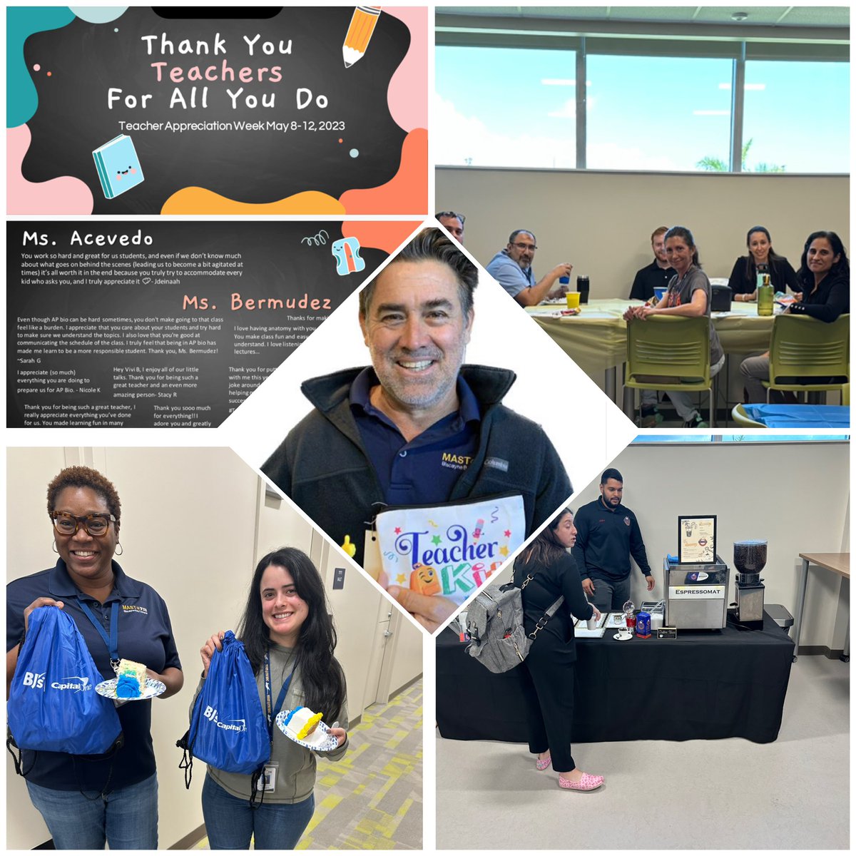 What an amazing week celebrating our teachers @mastfiubbc. Thank you for inspiring students yearlong! A special thanks to @Publix Biscayne Commons @FlanigansFL @Costco @BJsWholesale @TuCafe305 🥳for making it possible!  ♥️ #ConnectandInspireMDCPS