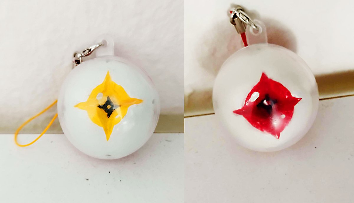 MizumiKahagoArt's tweet photo. I made myself a little #Aiba &amp; #Tama #Keychain out of #clay! (Aiba turned out better because I had the better paints for her)

#aithesomniumfiles #aiball https://t.co/dpppFPGLcm