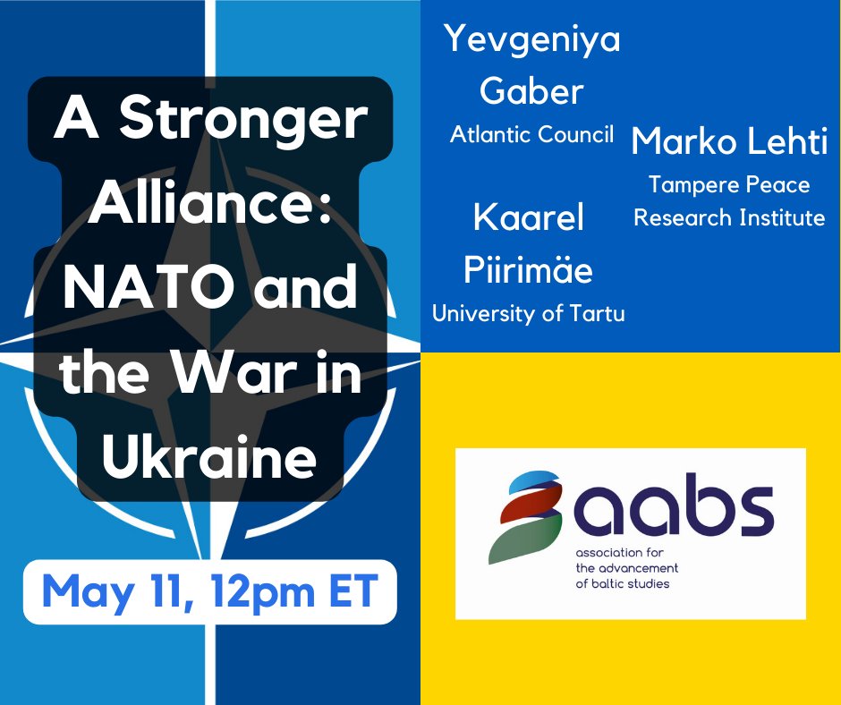 AABS (@balticstudies) on Twitter photo Last week we hosted three leading scholars to discuss the war in Ukraine and its impact on NATO. It was a fascinating exchange and is now available on our YouTube channel. Listen or watch today! youtube.com/watch?v=wh5FOk…
<a href="/GaberYevgeniya/">Yevgeniya Gaber</a> <a href="/TapriTampereUni/">TAPRI Peace Research</a> <a href="/KaarelPiirimae/">Kaarel Piirimäe</a> Last week we hosted three leading scholars to discuss the war in Ukraine and its impact on NATO. It was a fascinating exchange and is now available on our YouTube channel. Listen or watch today! youtube.com/watch?v=wh5FOk…
<a href="/GaberYevgeniya/">Yevgeniya Gaber</a> <a href="/TapriTampereUni/">TAPRI Peace Research</a> <a href="/KaarelPiirimae/">Kaarel Piirimäe</a>
