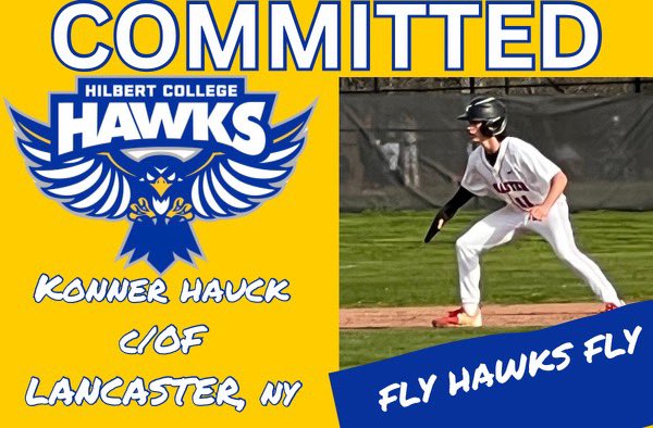 KonnerHauck's tweet photo. Proud to announce my commitment to Hilbert College. Thank you to Coach Fittry for the opportunity. Big thank you to my parents, coaches, and teammates for helping me become the player I am today. #goHawks 🦅🦅
@BaseballHilbert @fullcircuitpowr @LHSVarBaseball @TipoftheCapPod https://t.co/1O7JYrgxLJ