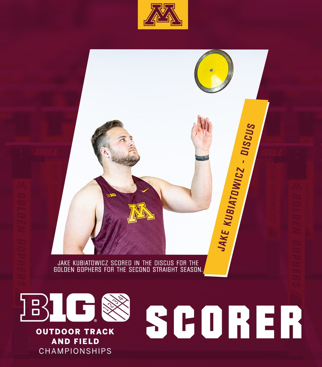 Another fifth-place finish for Jake Kubiatowicz (56.40m) in the @bigten discus! 

MASSIVE team points for the Maroon and Gold! #B1GTF