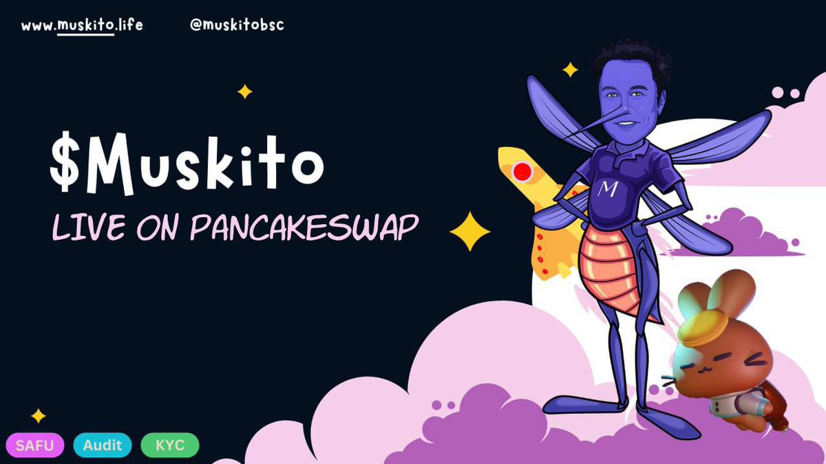 EzMoneyGems's tweet photo. So #MUSKITO is one of the few non-pepe projects that went over 600 BNB on Pinksale, this project is looking interesting.    

@muskitobsc Project has lots of potential, branding is insane and a lot of memability, I do think it can be a trendsetter. Also contract renounced and liquidity locked for 1 year, they got KYC also on the project so it is totally safe to invest  

Very low mcap gem 200k, i aped a small bag 

Join telegram:   https://t.co/jvn3O6eMeK