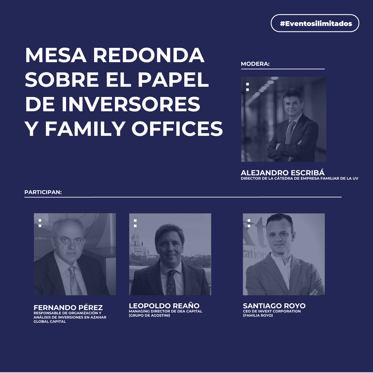 FundacionLAB's tweet photo. Seguiremos con la mesa: 'El papel de inversores y family offices' moderada por @CEF_UV y en la que participarán Fernando Pérez, de Azahar Global Capital, Leopoldo Reaño de @DeaCapital_AF y Santiago Royo de @RoyoGroup 🔝.​

🔗 Inscripciones aquí: https://t.co/SXQAMi9UHw https://t.co/9tCr6DsKWp