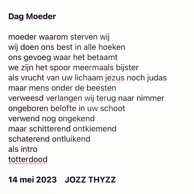 joscarwilde's tweet photo. ‘Dag Moeder’, ter gelegenheid van Moederdag. Het lijkt depressief maar is in feite hoopvol. Ik wens jullie allen een moeder toe als de mijne. Goodnight #moederdag #dagmoeder #poëzie #goodnight🌙 https://t.co/Y9L1vsBPVv