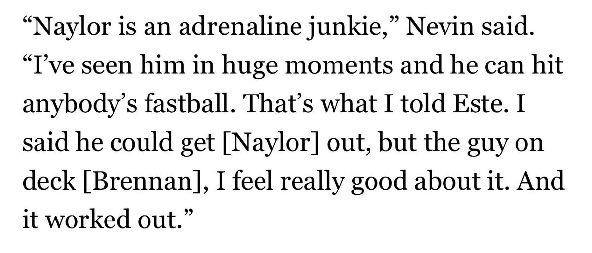 BeyondTheHalo's tweet photo. So two days ago, Nevin is worried about Naylor in a big spot.

Yesterday, Naylor hits a go-ahead 3-run HR in the 8th.

Today, Nevin walks a guy to pitch to Naylor in a tied game? And he goes to the guy he didn’t want to have pitch to Naylor on Friday? https://t.co/qMHJvkJaHl