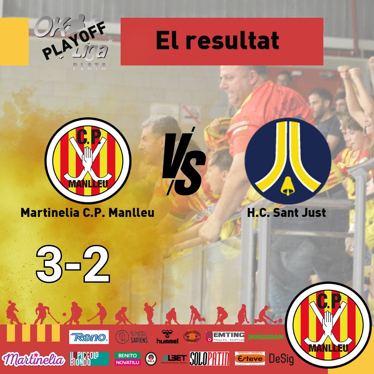 El resultat!

Victòria a casa en el partit d'anada del Playoff d'ascens a la Parlem OKLliga!

Molt molt grans nois!

Non Stop!

Salut i hoquei

#clubpatimanlleu #martineliaclubpatimanlleu #hoqueimanlleu #hoqueipatins #hoquei #hockeypatines #hockey #manlleu #okpatins #oklliga