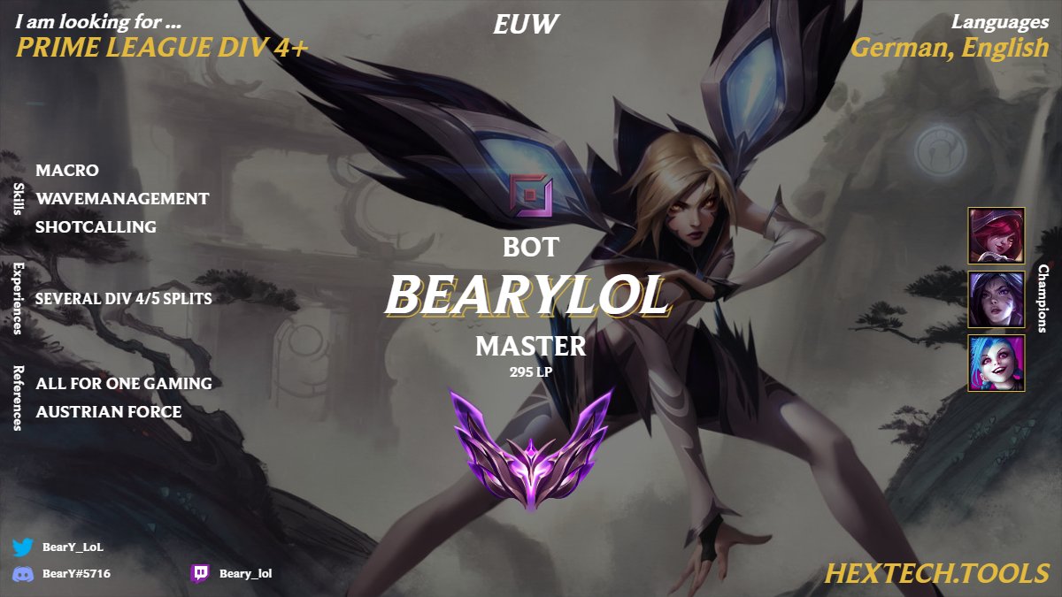 Coach BearY (@beary_lol) on Twitter photo Due to unfortunate circumstances I am still looking for a team in 4th division+!
For further information feel free to dm me on discord.
<a href="/lft_prime/">Prime League LFT</a> Due to unfortunate circumstances I am still looking for a team in 4th division+!
For further information feel free to dm me on discord.
<a href="/lft_prime/">Prime League LFT</a>