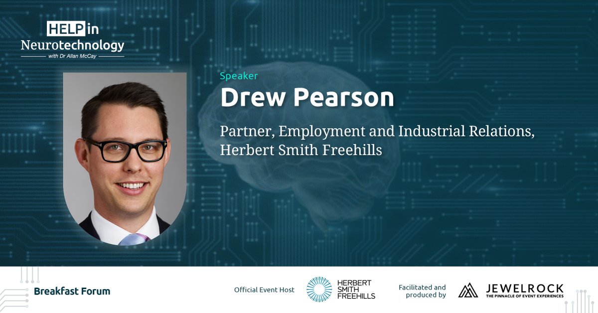 Drew Pearson is the Partner, Employment and Industrial Relations at @HSFlegal.

He will discuss the kinds of issues neurotechnology raises for companies and issues around the rights of employees https://t.co/7esa169tnd
