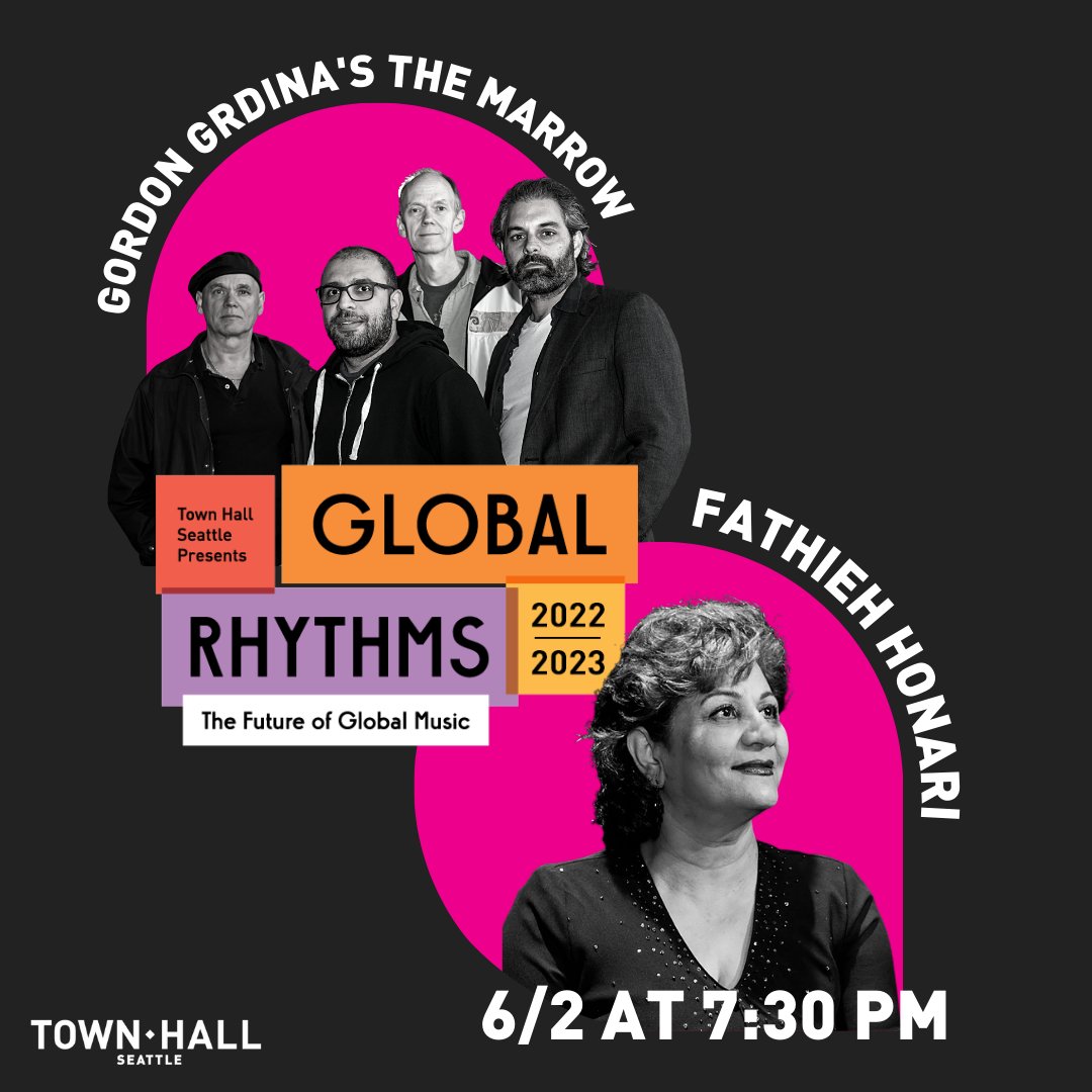 Town Hall Seattle (@thsea) on Twitter photo 6/2 at 7:30 PM | Persian vocalist Fathieh Honari, along with oud/guitarist <a href="/GordonGrdina/">Gordon Grdina</a> and his group, The Marrow, deliver a blend of jazz, improv, and traditional Arabic sounds. bit.ly/3O2Pk3j 6/2 at 7:30 PM | Persian vocalist Fathieh Honari, along with oud/guitarist <a href="/GordonGrdina/">Gordon Grdina</a> and his group, The Marrow, deliver a blend of jazz, improv, and traditional Arabic sounds. bit.ly/3O2Pk3j