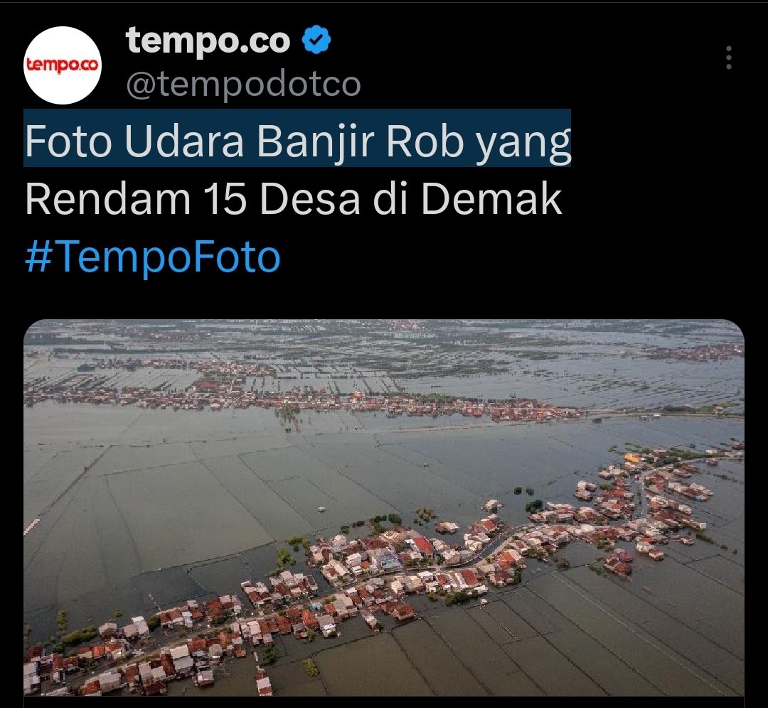 Wakil gub muak dan mengundurkan diri , karena  gubernurnya sibuk urusan capres tdk peduli pada keadaan  rakyatnya yg susah . 
Ada 15 desa di Demak terendam banjir rob. 
Apa inikah yg disebut prestasi GP ?🙄🤔