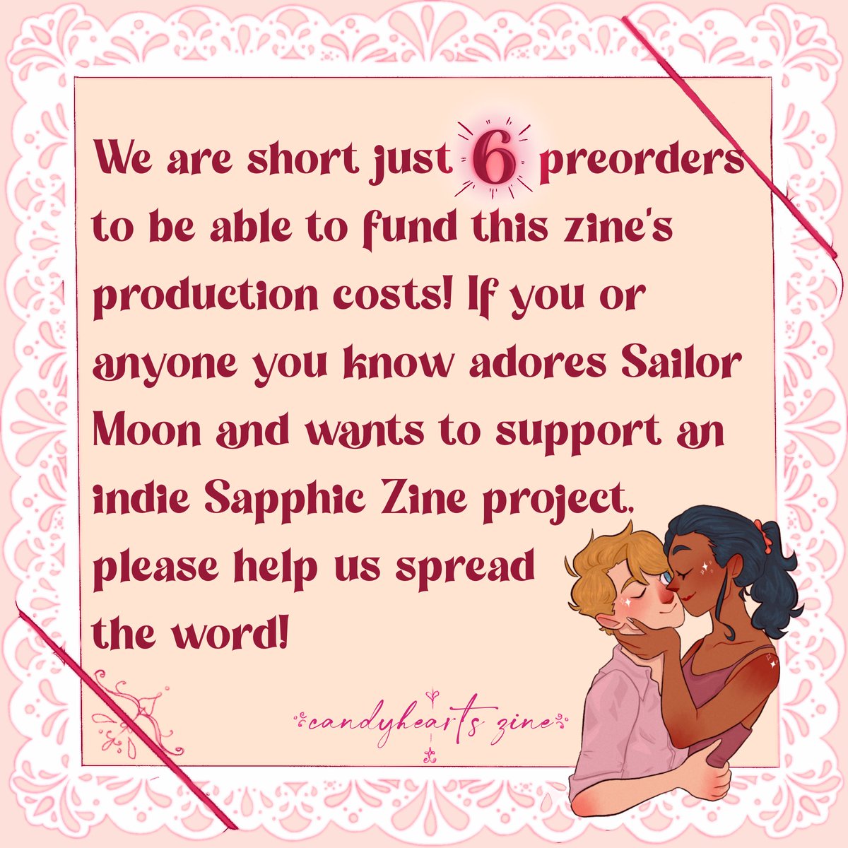candyheartszine's tweet photo. Only a few orders until we can get to work on manufacturing! All help is greatly appreciated! https://t.co/MQtZHn3htu