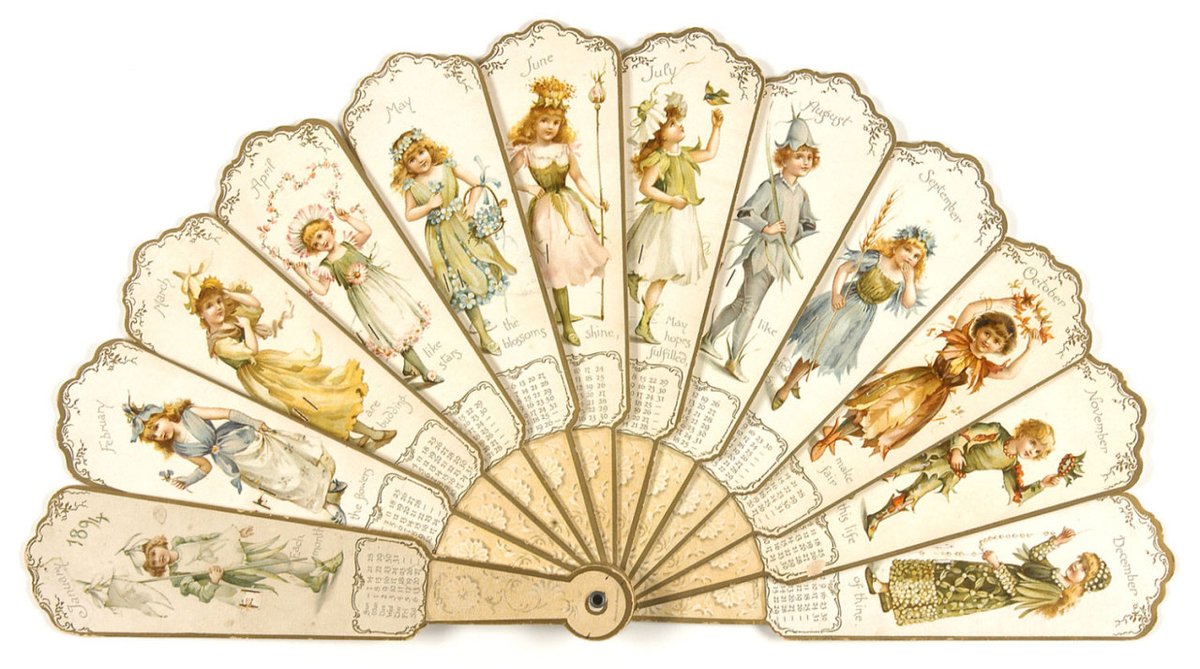 wikivictorian's tweet photo. Calendar fan, 1894. Philadelphia Museum of Art. https://t.co/PVLGGI7It9