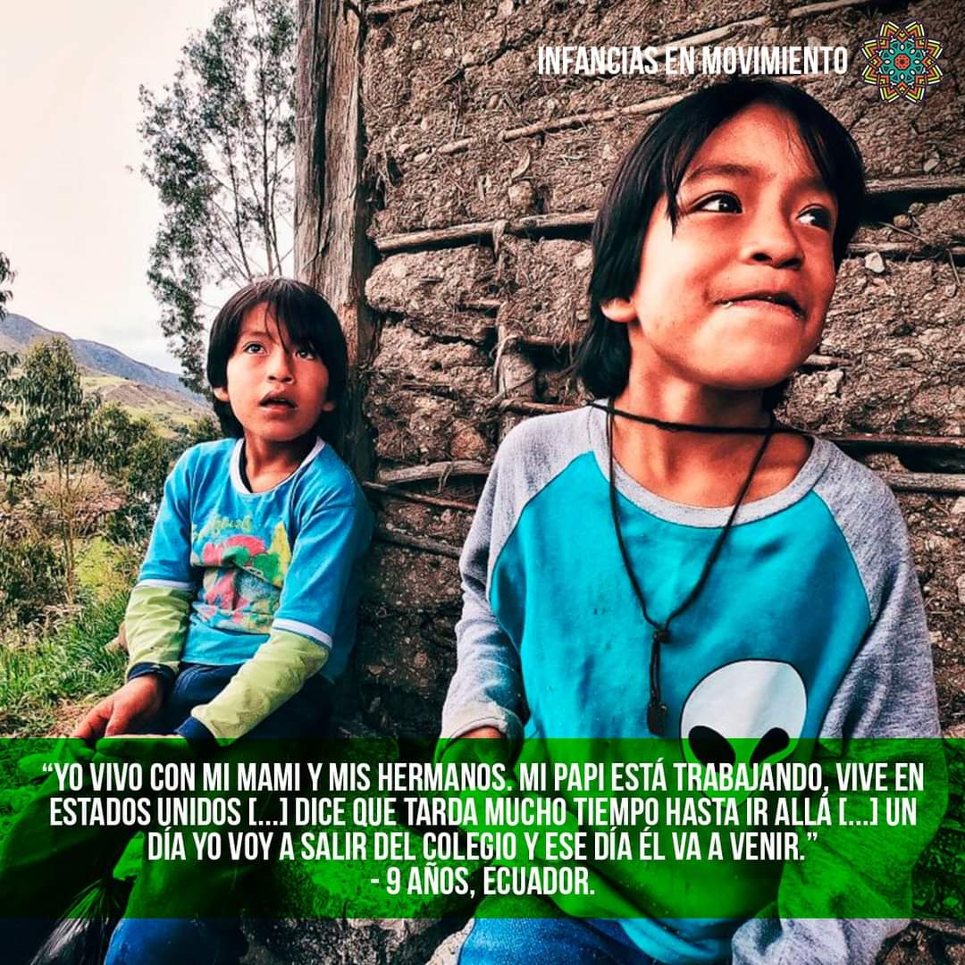Testimonios de niñas, niños y adolescentes ecuatorianos cuyos padres emigraron.

Conócelos aquí infanciasenmovimiento.org/los-que-se-que… 

Visita infanciasenmovimiento.org para más historias.

#InfanciasEnMovimiento #migration #migracion #migracioninfantil #frontera #border #Ecuador #méxico #USA