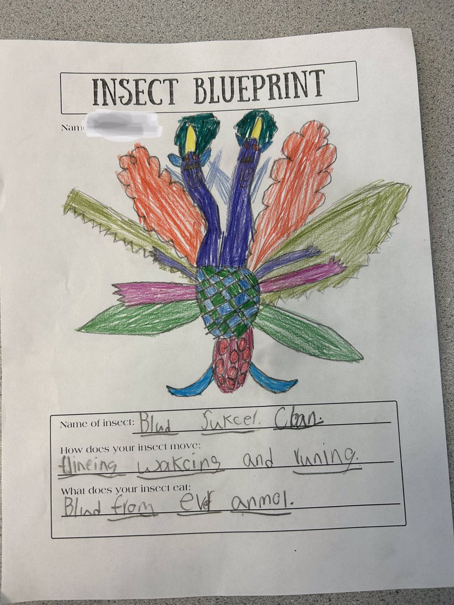 mrs_starr's tweet photo. After reading How to Build an Insect by @RobertaGibson, students took their learning to the next level by demonstrating their knowledge of the parts of an insect. From thorax to antenna they were buzzing with excitement! #sd36learn #sd36tl #insectanatomy https://t.co/3MwXUdJ99a