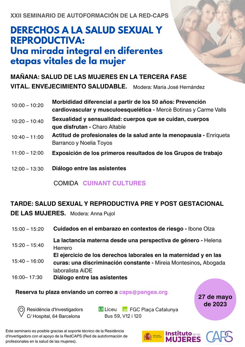 BGispert's tweet photo. 📢"Derechos a la salud sexual y reproductiva: una mirada integral en diferentes etapas vitales de la mujer"
🎓Seminario de autoformación @Caps_RedCaps
📆 27 de mayo 2023, 10-17.30h
📍Residència d'investigadors, c/Hospital 64 - Barcelona
🔝🔝🔝 #unmust https://t.co/KkJBH9IxfE