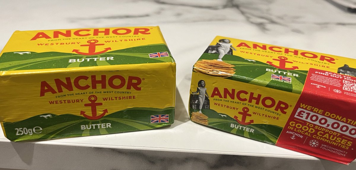 JulieMillar's tweet photo. There as me thinking that #AnchorButter was going down in price OH NO it’s going down in size now 200G https://t.co/XIX0GOIxY9