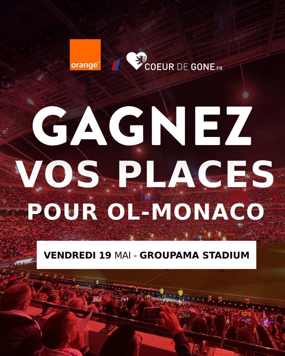 Coeur_de_Gone's tweet photo. 🔥 @OrangeAuRA &amp; @Coeur_de_Gone t'offrent tes places pour le match #OLASM 🎟🔴🔵

Pour jouer ⤵️
RT ce tweet + FOLLOW @OrangeAuRA &amp; @Coeur_de_Gone 👌🏼

🏟 Match vendredi soir à Décines

(TaS mercredi)
#TeamOL #OrangePasseurdEmotions #Concours #Lyon #OL https://t.co/vaYH10GBx2