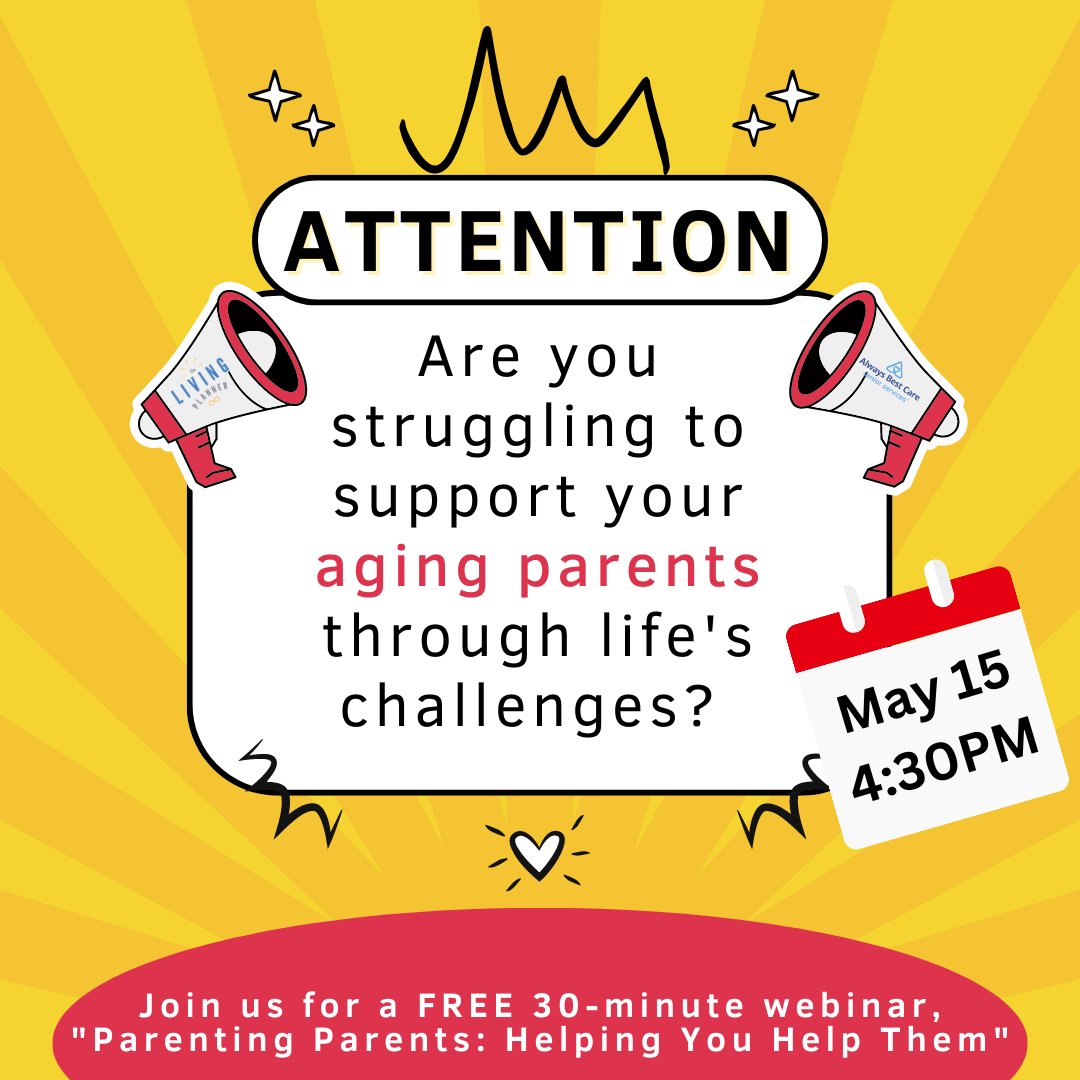 abctemecula's tweet photo. 📢 Join us for a FREE 30-minute webinar, "Parenting Parents: Helping You Help Them" by @living_planner: 

👉 Register now to secure your spot https://t.co/zSasx3KZqm

#parentingparents #agingparents #family #supportforyou https://t.co/7gVT0lfzxK