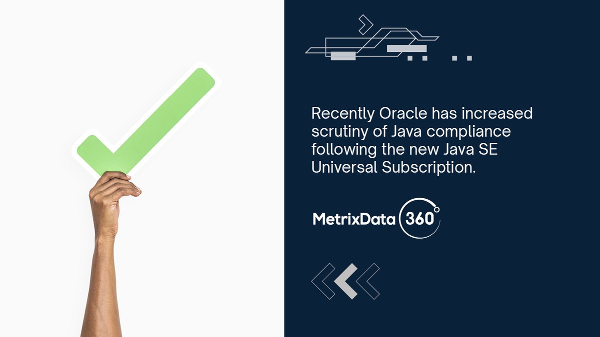 austinmik's tweet image. Recently Oracle has increased scrutiny of Java compliance following the new Java SE Universal Subscription. Even organizations without existing Oracle products are being targeted. hubs.li/Q01NVw3P0 #Gartner #Oracle #JavaCompliance #SoftwareAssetManagement #MetrixData360
