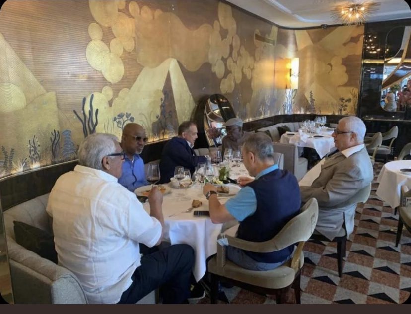 OpeBee's tweet photo. PBAT with Yemi idowu &amp; Toyin Subair back in December last year. In July last year, he was seen in a meeting with the Gibert chagoury. PBAT isn’t one to lie about meeting investors. Btw, your career seem meaningless without the mention of PBAT. Your mental health is on the brink. https://t.co/dwTVFDL5Dz