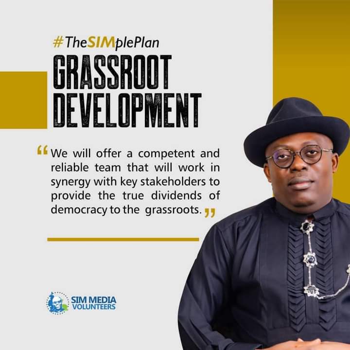 EpelleBright2's tweet image. #TheSIMpleplan

GRASSROOTS DEVELOPMENT

We will offer a competent and reliable team that will work in synergy with key stakeholders to provide the truth dividend of democracy to the grassroots

#SimFubaraKSC
#SimMediaVolunteers
#SMV