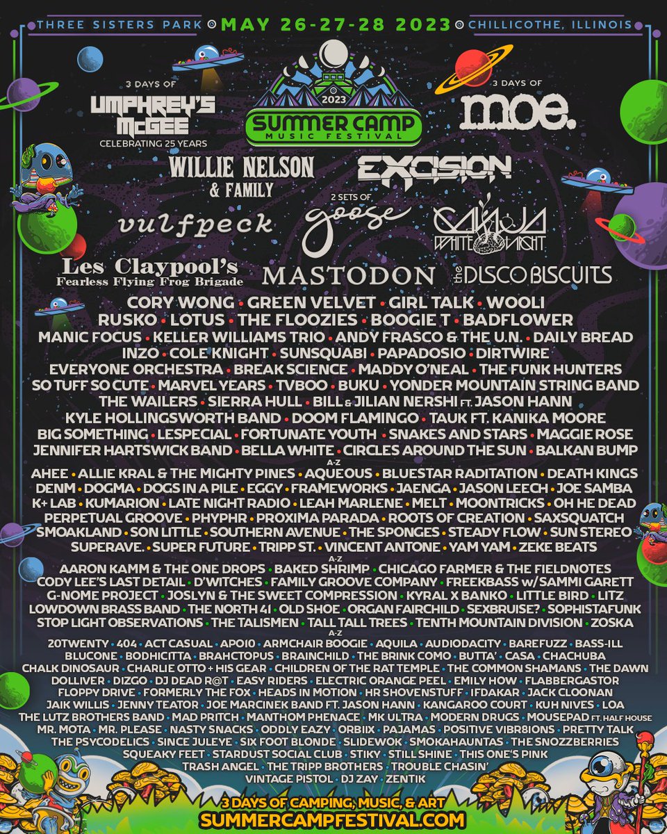 Canopy_Club's tweet photo. 🧚‍♀️ Have your got your @SummerCampFest tickets yet? Come join Canopy favs @sunstereomusic, @TroubleChasin, Kangaroo Court, Emily How, @_404fm_, @mousepadmusic and DJ ZAY this Memorial Day Weekend. 2day and 3day prices go up Monday at midnight!

 ➡ https://t.co/FpyCXN2PcS https://t.co/3btSaoCDUX