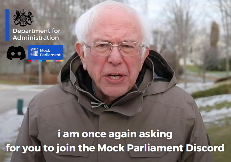 Mock_Parliament's tweet photo. The Department for Administration are still requesting that all MPs and Peers join the Mock Parliament Discord!
https://t.co/PtmwvR9kuL https://t.co/UMlIu5kYAp