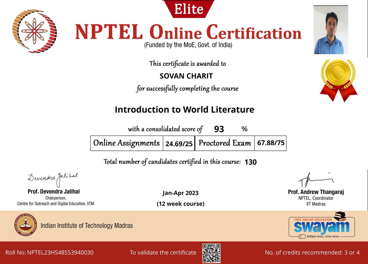 CharitSovan's tweet photo. Result #NPTEL https://t.co/NMSQRp2R9m