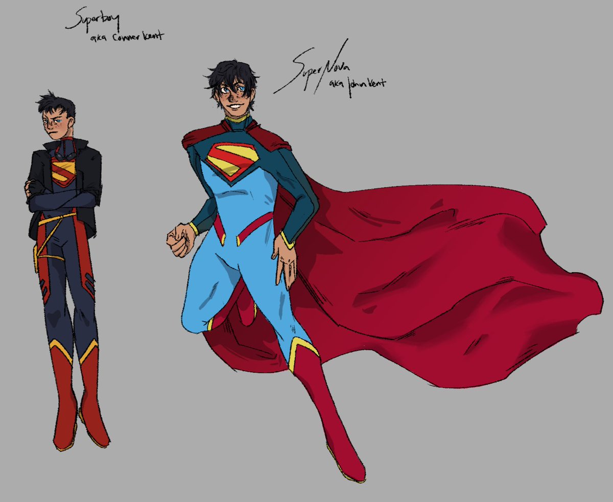 Some more ideas from my Reverse Robins AU which isn't limited to the bat kids. This time featuring Jon Kent as Supernova and Conner Kent as Superboy! #reverserobins #dc #dccomics #art #Superman #superboy #jonkent #connerkent