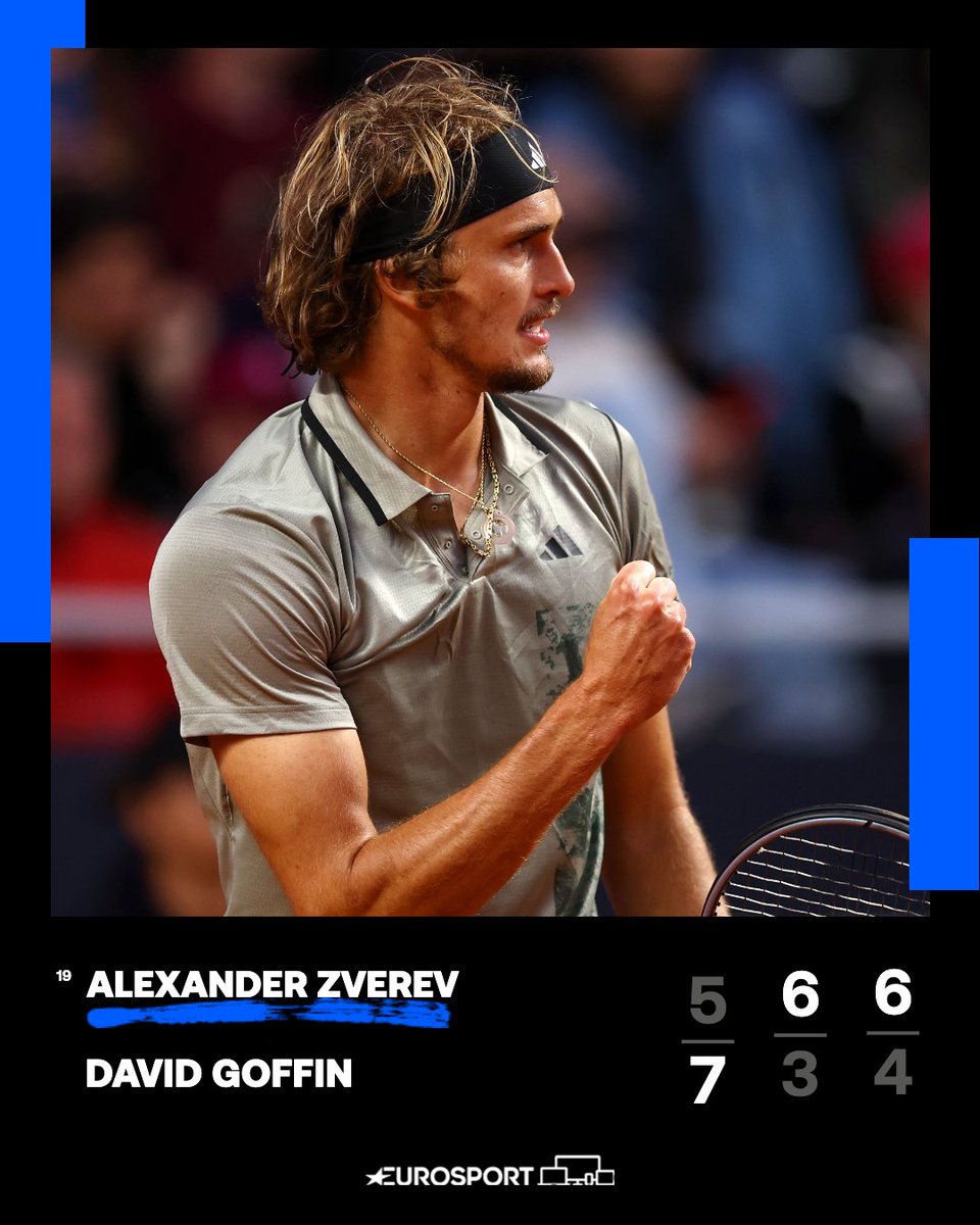 Eurosport_DE's tweet photo. Was ein Krimi! Alexander Zverev dreht das Match gegen David Goffin und gewinnt mit wackligem Arm in drei Sätzen. Puh ...
💪
💪😅
💪
#Zverev #Goffin #ATPRom #Rom #Masters #MastersRom #Tennis https://t.co/pbkudTGis1
