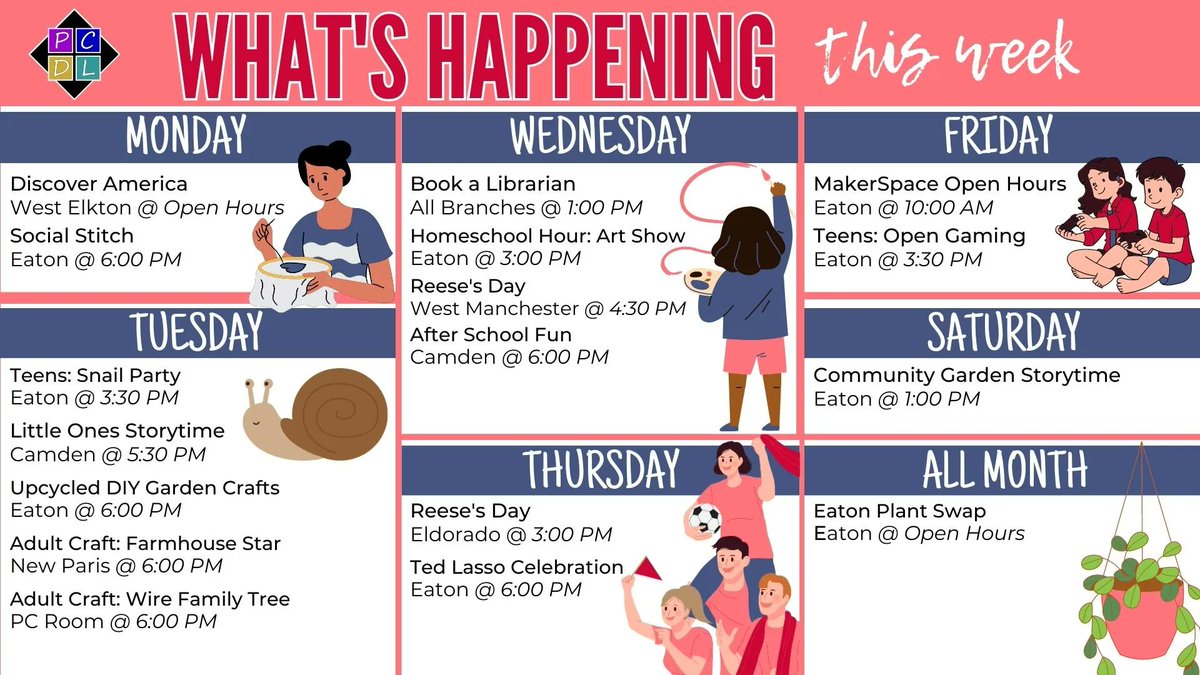 Pop over to your local library for exciting programs next week! For more details, visit preblelibrary.org/events