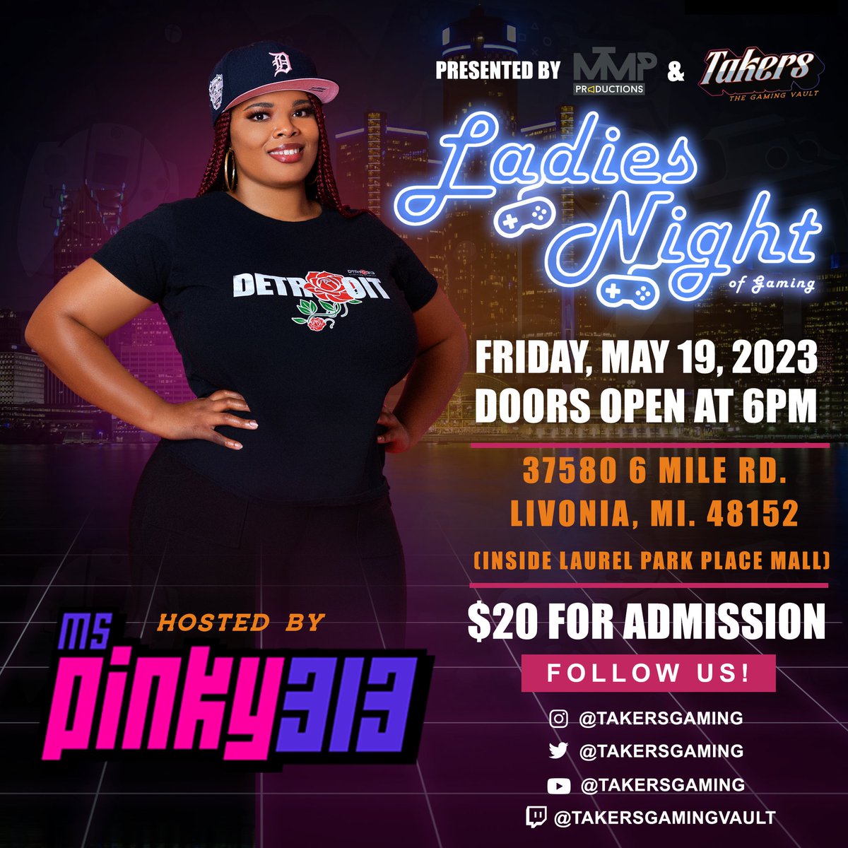 TakersGamingg's tweet photo. Hey Gamers! This Friday at 6pm est, it's Ladies Night of Gaming hosted by @MsPinky313Play_! Come and bring a friend or 2! Don't miss this event! https://t.co/aRhiNvq53P