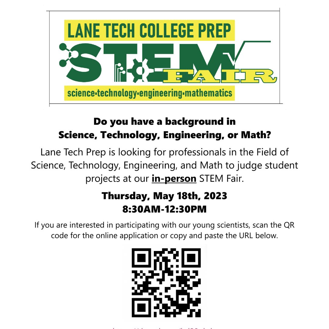 FriendsofLane1's tweet image. Do you have a background in Science, Technology, Engineering, or Math?

Volunteer: tinyurl.com/bd28phde

Our students benefit greatly from having professionals from our community come to Lane!

#LaneTech #LaneTechHS #LaneTechAlumni