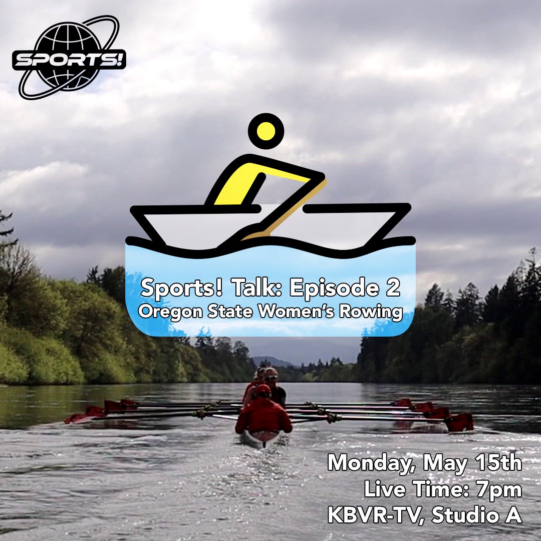 KBVRTV1's tweet photo. Be sure to tune in tomorrow to KBVR-TV for the next episode of Sports! Talk, hosted by Issy Taylor!

In this episode, we'll be sitting down and talking with the Women's Rowing team at OSU. Tune in on Channel 26 in Corvallis, or on our YouTube Channel to check it out! https://t.co/DR5vmTNwMR