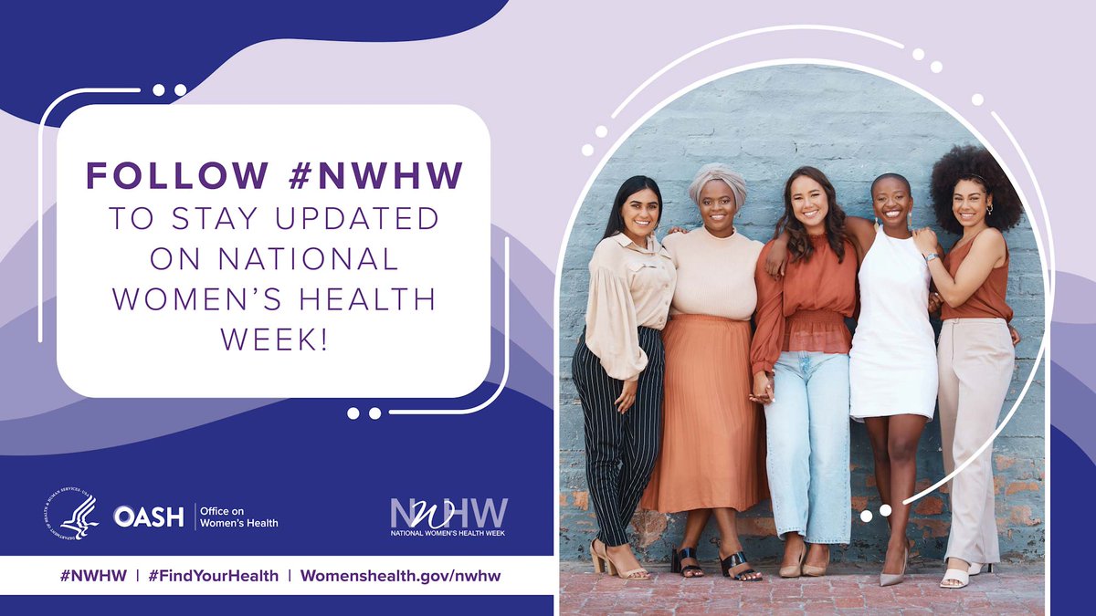 NPWH's tweet photo. Follow #NWHW to stay updated on National Women’s Health Week!

We are celebrating National Women’s Health Week on May 14-20! Follow #NHWH for exciting ways to stay healthy. 

Link: https://t.co/t6WfQXd3du https://t.co/jx01Oxvn0B