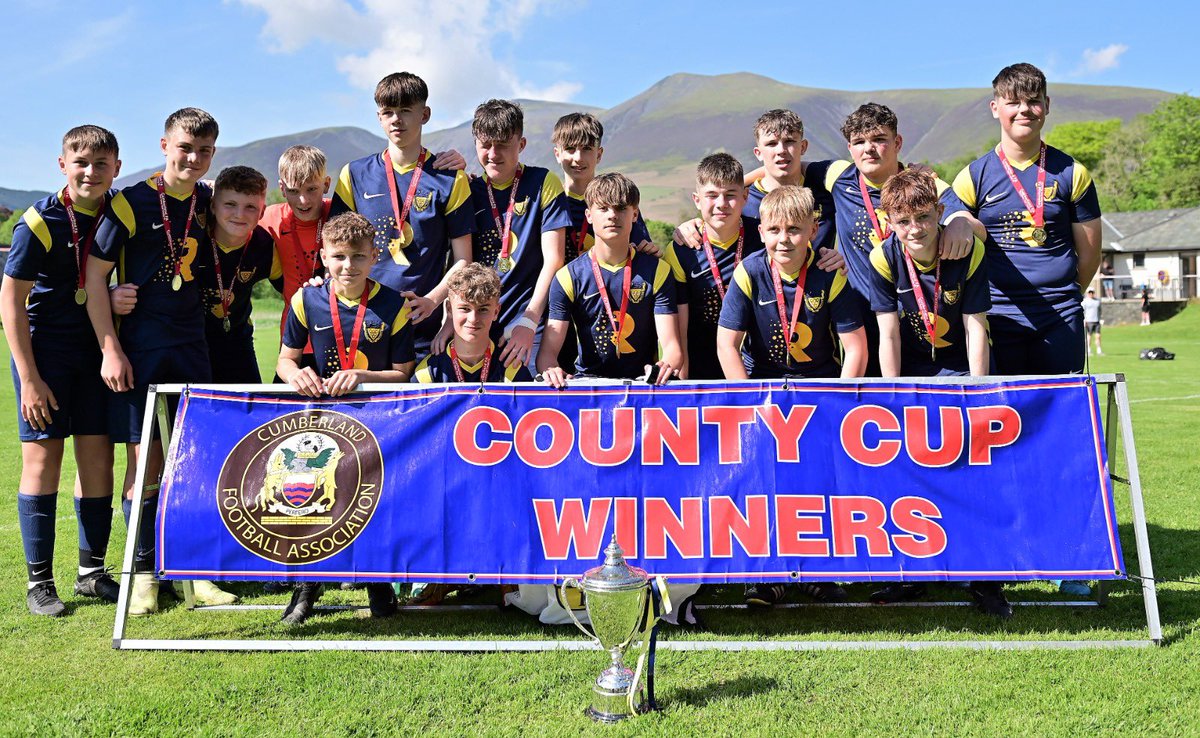 CumberlandFA's tweet photo. 🏆 | Congratulations to the 2022-23 Champions Whitehaven AFC U14 🏆 

Whitehaven AFC U14 🔵 were crowned Champions following their 4️⃣-3️⃣ win (AET) against Northbank U14!

The #CFAU14CountyCupFinal23 was described as a “belter of a game” 🙌

📷 Photos thanks to M&amp;L Perry https://t.co/fULxXDOGuU