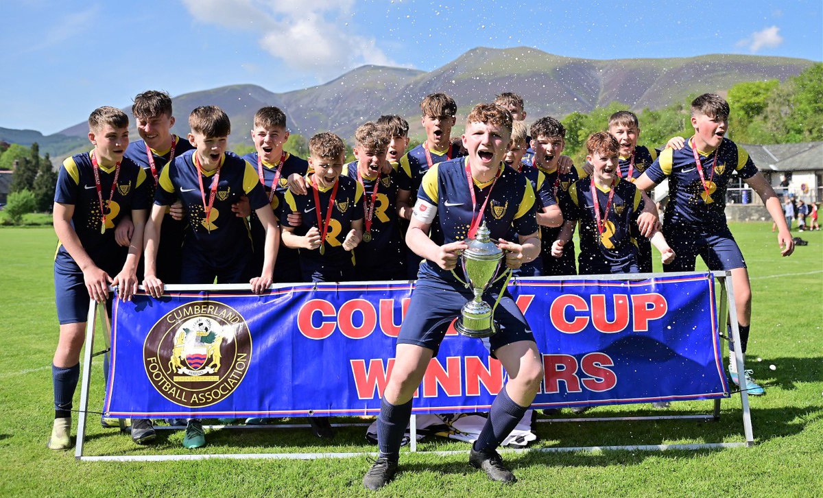 CumberlandFA's tweet photo. 🏆 | Congratulations to the 2022-23 Champions Whitehaven AFC U14 🏆 

Whitehaven AFC U14 🔵 were crowned Champions following their 4️⃣-3️⃣ win (AET) against Northbank U14!

The #CFAU14CountyCupFinal23 was described as a “belter of a game” 🙌

📷 Photos thanks to M&amp;L Perry https://t.co/fULxXDOGuU