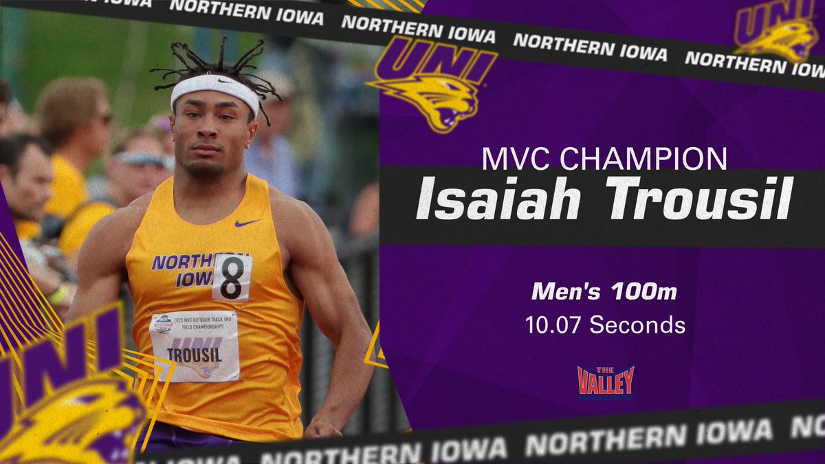UNI T&F/XC (@unitrackfieldxc) on Twitter photo πππ πππππππ πππππππππππππ - πππ§'π¬ ππππ¦ ππ‘ππ¦π©π’π¨π§
For the tenth time in the last 14 years, a Panther wins the 100 meters as Isaiah Trousil sets a new career, MVC championship and facility record!!!
#EverLoyal #MVCchampionships πππ πππππππ πππππππππππππ - πππ§'π¬ ππππ¦ ππ‘ππ¦π©π’π¨π§
For the tenth time in the last 14 years, a Panther wins the 100 meters as Isaiah Trousil sets a new career, MVC championship and facility record!!!
#EverLoyal #MVCchampionships