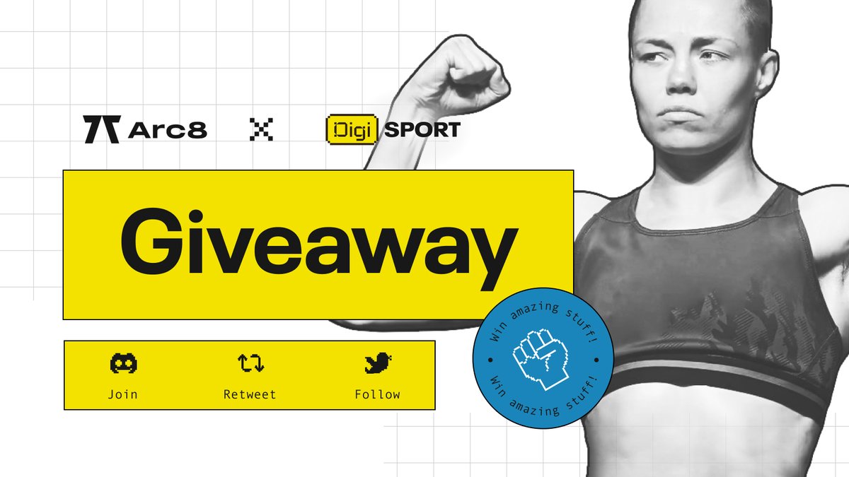 👾 Arc8 x <a href="/digisportxyz/">Digisport</a>🥊

🥳 Together with <a href="/rosenamajunas/">Rose Namajunas</a>, UFC's #2 Strawweight, we're giving 5 spots on their allowlist!  

To enter the #giveaway and secure your spot:
🥊 Hold $GMEE
🥊 Follow <a href="/ARC8App/">👾 Arc8 by GAMEE</a> <a href="/digisportxyz/">Digisport</a>
🥊 RT &amp; comment wallet address
🥊 Join discord.gg/gamee