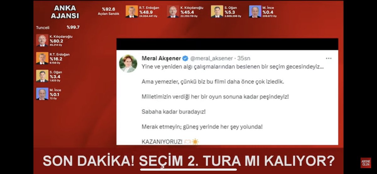 Beyler bu iş bitmiş, RTE’nin 22. senesi ulkemize insallah hayirli olur. Ve insallah solcular RTEye nobran oldugu icin saldirirken, ahaliye saldirmamayi ogrenirler.İnce’yi küstürmeseler ,Ogan’a sallamasalar bu iş biterdi