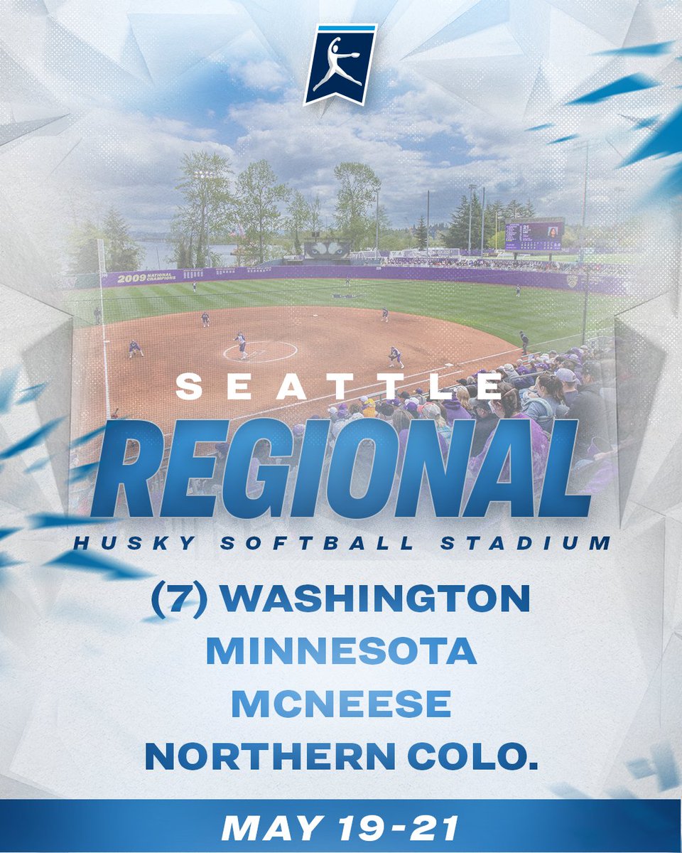 Seattle Regional
📅 May 19-21

(7) <a href="/UWSoftball/">Washington Softball</a>
<a href="/GopherSoftball/">Minnesota Softball</a>
<a href="/McNeeseSoftball/">McNeese Softball</a>
<a href="/UNC_BearsSB/">UNC Bears Softball</a> 

#RoadToWCWS