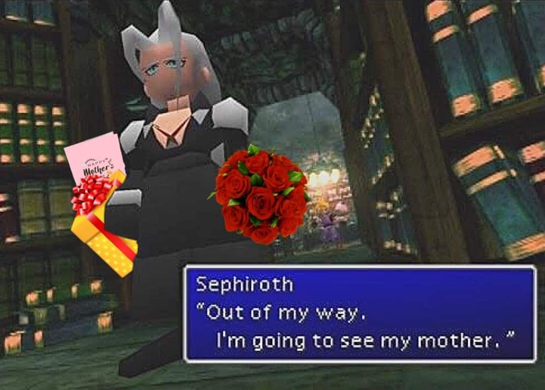 BltzZ7's tweet photo. Always a good meme I look forward to every year 🤣! Happy mother's day to you all and your loved ones ❤️ 

Sephiroth is so nice he made a bonfire for his mother https://t.co/bccrPm5XHr