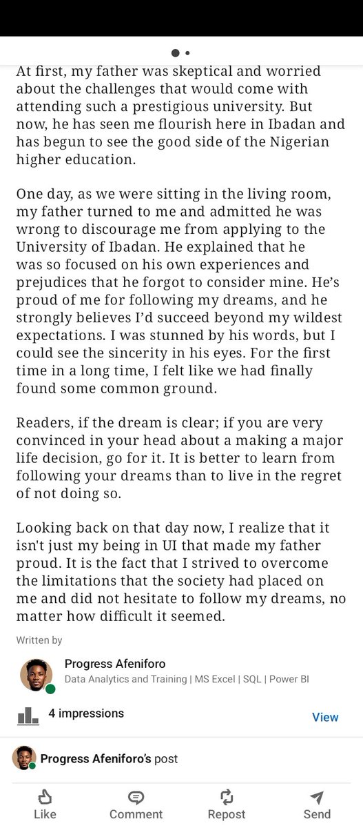 "No Uni for the Son of a Carpenter"
Shared my story on LinkedIn.
I thought I should share in this space too😑.