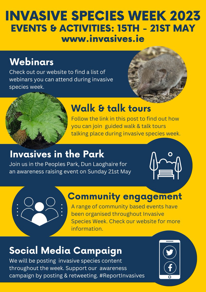 Delighted to kick off Invasive Species Week with this summary of events & activities! We will be brining you lots of info on invasives throughout the week. Stay tuned & let us know if you have any events planned!

Event details👉bit.ly/42T1gZv
#ReportInvasives
#INNSWeek