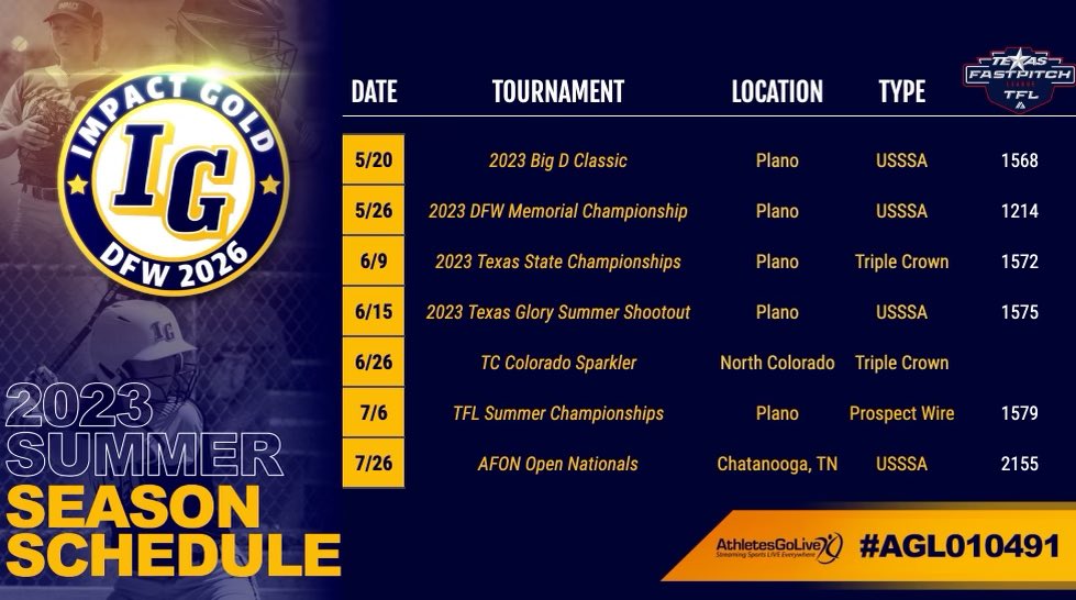 #impactgold2026 #summerball 2023 summer schedule!!