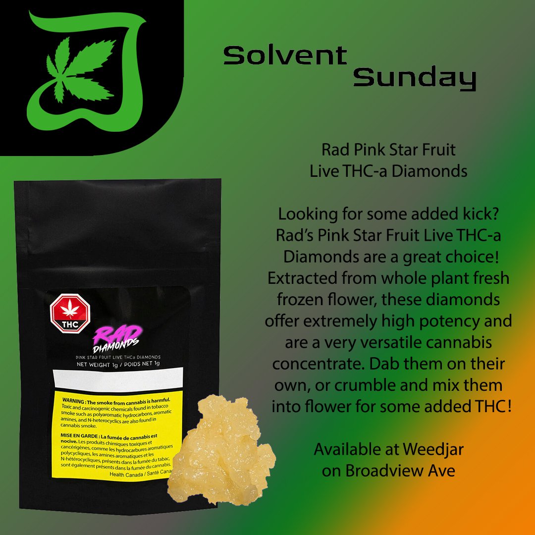 Solvent Sunday! RAD produces infused flower, infused prerolls, and concentrates out of British Columbia. A fair price point is priority for RAD, with a goal of keeping their cannabis priced like it’s still the 80’s! Visit us at Weedjar.ca to browse our menus!