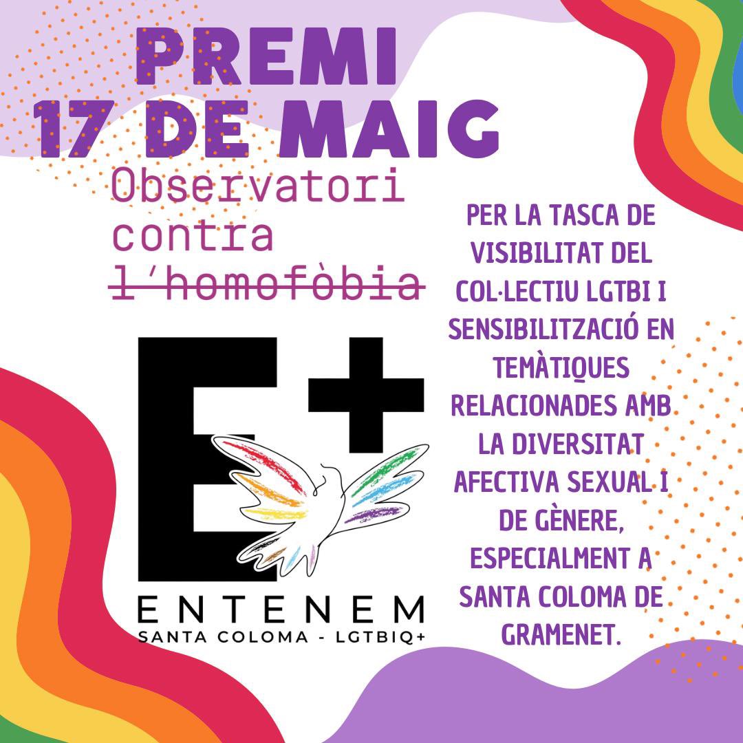 🏳️‍🌈🏳️‍⚧️✊🏻L’Observatori contra l’homofòbia (@OCL_H) ens atorga el #Premi17deMaig de 2023 per “la tasca de visibilitat del col·lectiu #LGTBI i sensibilització en temàtiques relacionades amb la diversitat afectiva sexual i de gènere a #SantaColomadeGramenet”!

#SantaColomaLGTBIQ