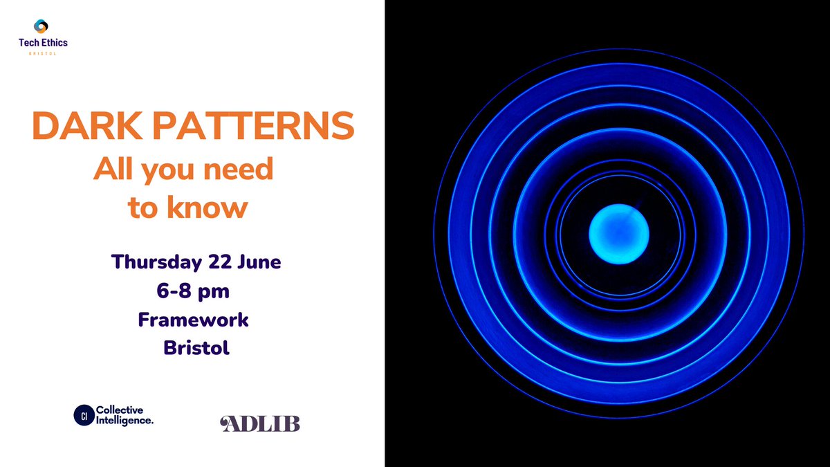 Tickets are now available! Come along to '#DarkPatterns: All You Need to Know', where we will explore #darkpatterns, their impact on our decisions, privacy, and autonomy, and the #ethical implications of these deceptive design techniques. bit.ly/3pIAd4N