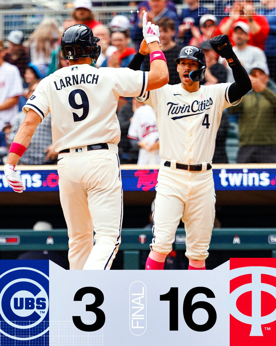 MLB's tweet photo. The @Twins put up 27 runs in two days to take 2 of 3 from the Cubs! https://t.co/osu9X30Cnd