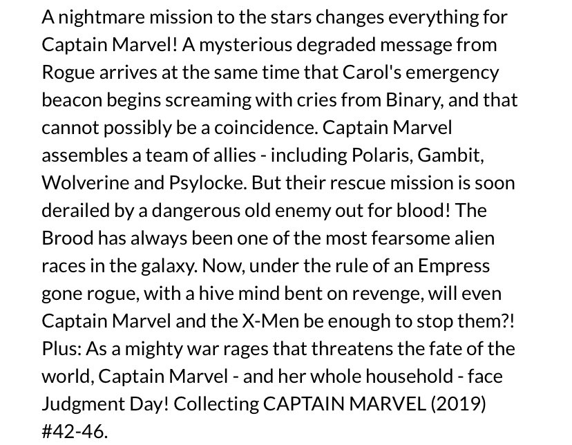 New ✨#MarvelCosmic✨ #comics this week for #NCBD (5/17/23)
✨
Captain Marvel - Revenge of the Brood Pt. 1 - TPB Vol. 9
✨
W-#KellyThompson,A-#SergioDavila & more, cover by #JuanFrigeri
✨
#CaptainMarvel #Brood #Marvel #MarvelComics